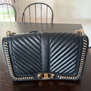 Rebecca Minkoff Black and Gold Quilted Crossbody Bag